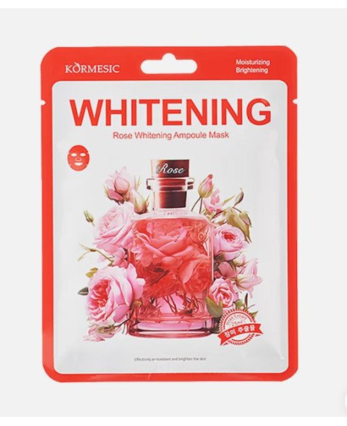 Kormesic Rose Whitening Ampoule Mask - lakštinė kaukė su skaistinančiu rožių ekstraktu | EGOSkinBeauty.lt