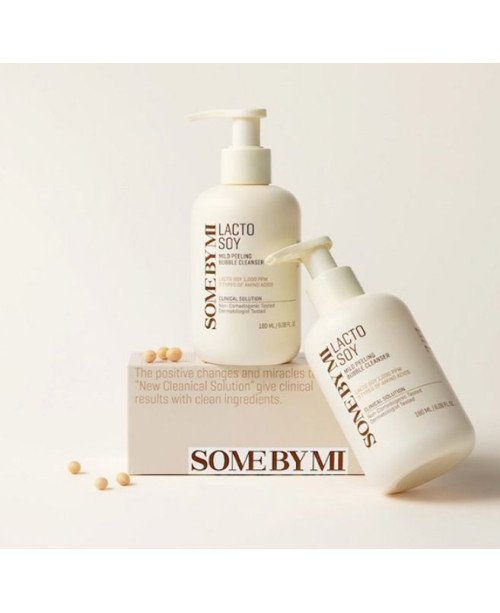 SOME BY MI Lacto Soy Mild Peeling Bubble Cleanser - švelnus putojantis veido valiklis | EGOSkinBeauty.lt
