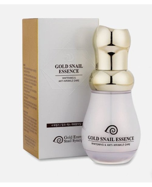 Gold Energy Snail Synergy senėjimą stabdanti esencija su auksu ir sraigės sekretu, 45 ml.