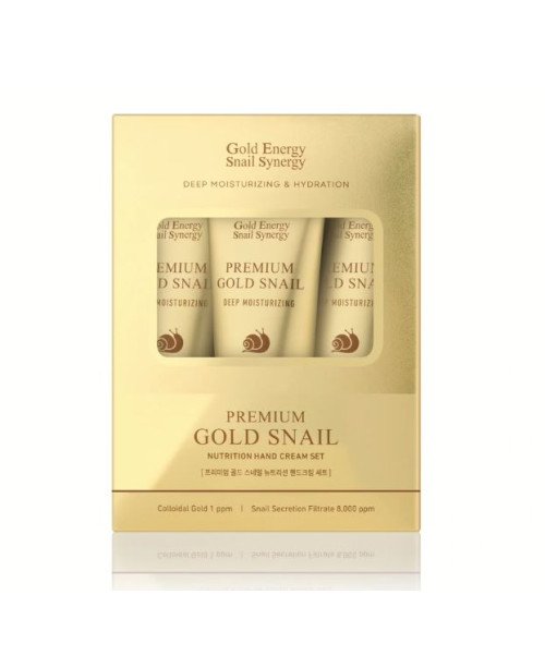 Gold Energy Snail Synergy rankų kremų rinkinys su auksu ir sraigių sekretu, 3 x 80 ml.