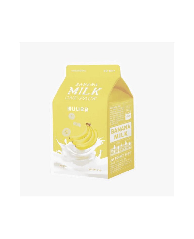 A'PIEU bananų pieno drėkinamoji lakštinė kaukė gaiviai, spindinčiai veido odai, 1 vnt. | EGOSkinBeauty.lt