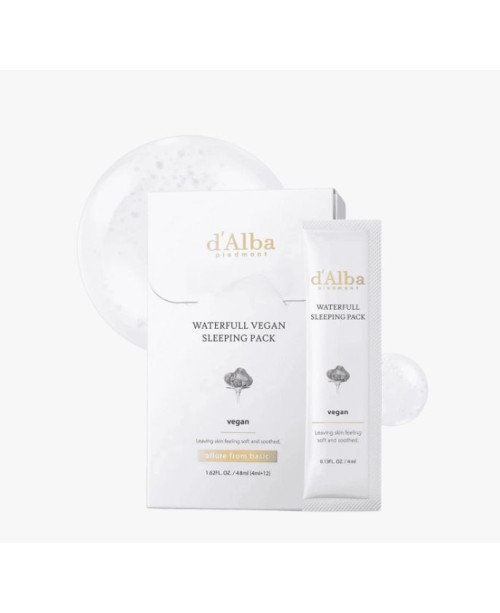 d'Alba veganiška naktinė veido kaukė, 12 x 4 ml.